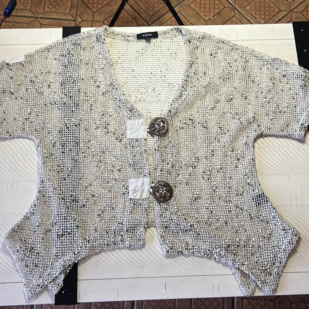 KAKTUS Beige And Black Net Top Size M